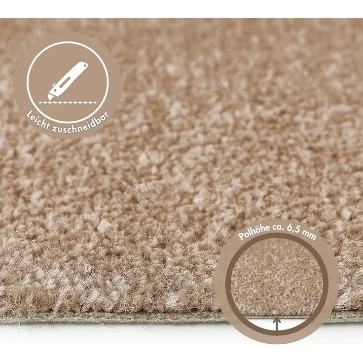 andiamo Teppichboden Izmir für Wohnzimmer und Kinderzimmer - Teppichboden Meterware zum Verlegen - Teppichbelag mit hoher Trittschalldämmung - weicher Teppichboden 400x600 cm Cappucino – Bild 3