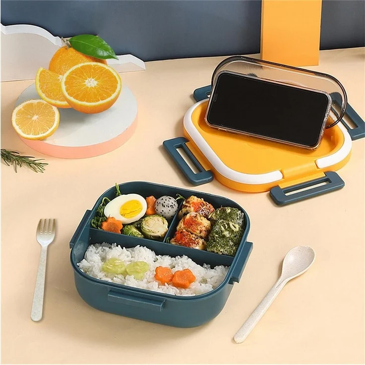 Fine Life Pro Lunchbox Kinder Brotdose (3 Fächer), PP5, (1-tlg), Auslaufsicher & BPA-frei-mit Besteck – Bild 3