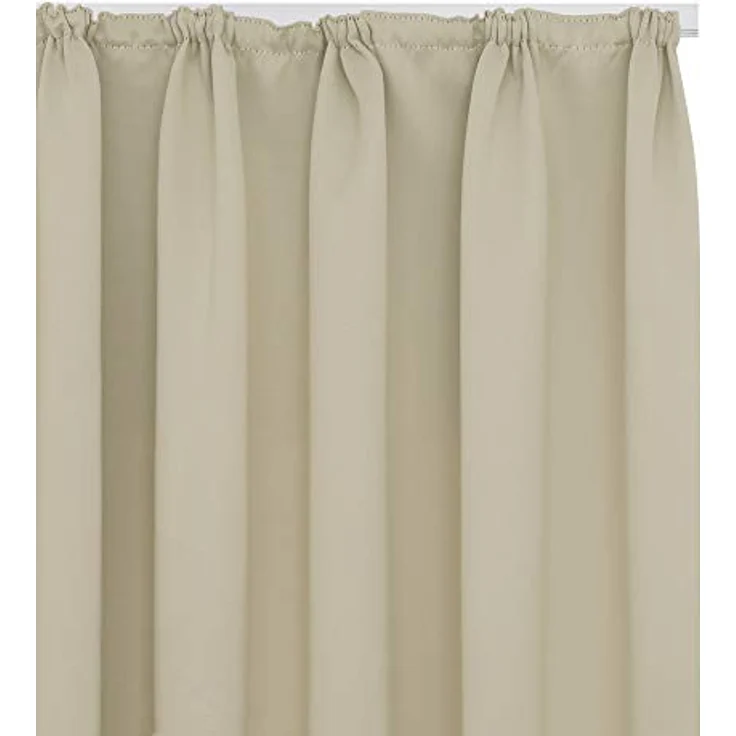Deconovo Verdunkelnd Gardinen mit Kräuselband für Schiene Sichtschutz Beige | 2er Set, H 200 x B 140 cm, Thermogardine Wärmeisolierend, Wohnzimmer, Hitzeschutz, Sichtschutz, Wärmehaltung, Wohnzimmer Deko – Bild 8