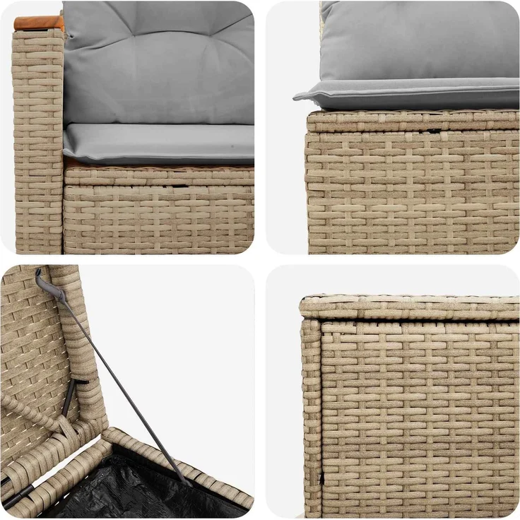 vidaXL Sofa Set 5 stk. Beige und Hellgrau Polyrattan und Stahl 3447939 – Bild 6