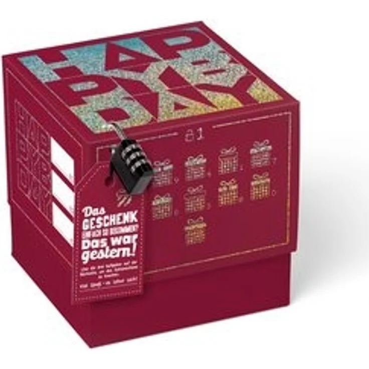 SURPRISA Geschenkbox Rätsel-Geschenkbox Happy Birthday mit Glitzer, originelle Geburtstagsbox mit Zahlenschloss zum Geburtstag – Bild 6