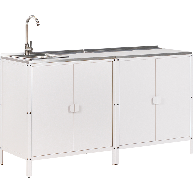 Outdoor-Küche 2er Set mit Spüle VILAMA Metall Weiß