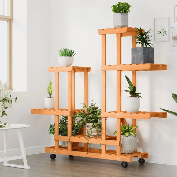 vidaXL Blumenständer mit Rollen 95x25x101 cm Massivholz Tanne 362864 – Bild 7