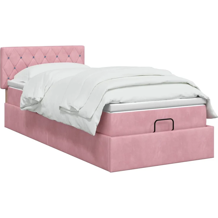 vidaXL Ottoman Bett mit Matratze mit Kopfteil Rosa 90x200 cm Samt 3457628 – Bild 3