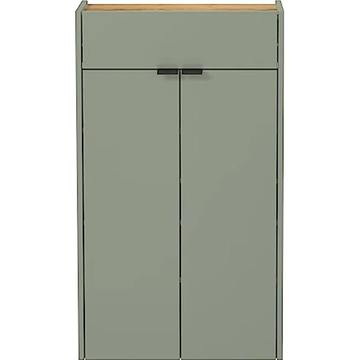 Lomadox Schuhschrank ABERDEEN-01 grün mit Eiche Nb, ideal für schmale Flure, 56/97/22 cm – Bild 5