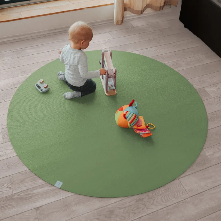 Runde Krabbelmatte SanoSoft "made in Germany" - Öko-Tex 100 Olivgrün 120 cm