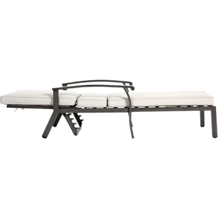 Ball & Cast Sonnenliege aus Rostfreiem Aluminium, Liege mit Verstellbarer Rückenlehne und bequemen Kissen, Wetterfest und UV-beständig, 204 x 68 x 100 cm, Beige – Bild 10