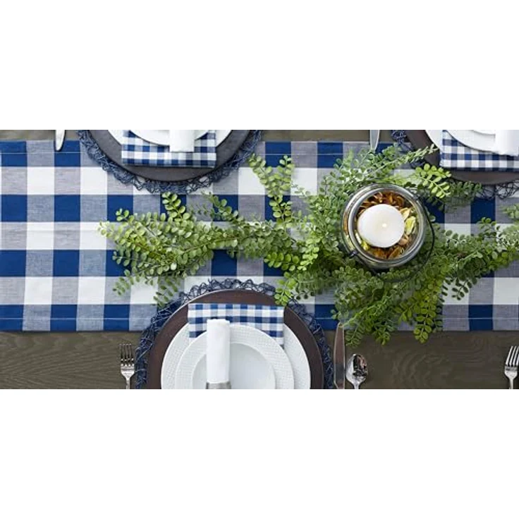 DII Buffalo Check Collection Tischläufer, klassischer Bauernhaus-Tischläufer, 35,6x183,8 cm, Marineblau/Creme – Bild 7