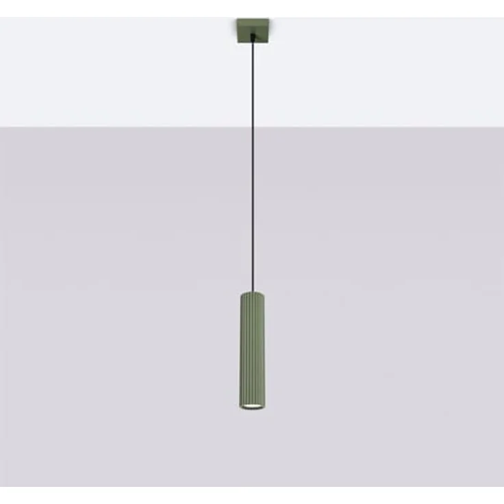 SOLLUX lighting Hängelampe 1-flammig aus Aluminium, moderne Pendelleuchte in Karbon Olivgrün, Maße 8 x 8 x 118 cm, kompatibel mit GU10 LED bis 10 W, IP20 Schutzklasse – Bild 2
