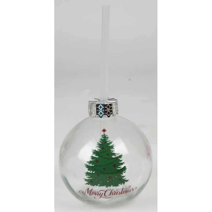BURI Trinkglas Christbaumkugel 400ml Strohhalm Weihnachten Winter Advent – Bild 9