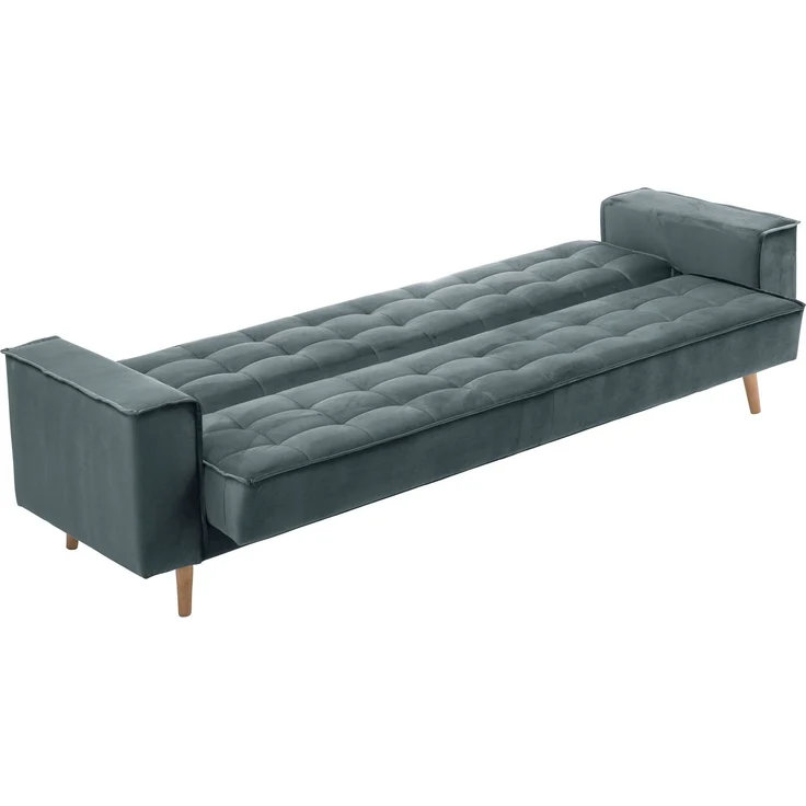 Sofa 3-Sitzer mit Bettfunktion Kavindra Samtvelours azur – Bild 3