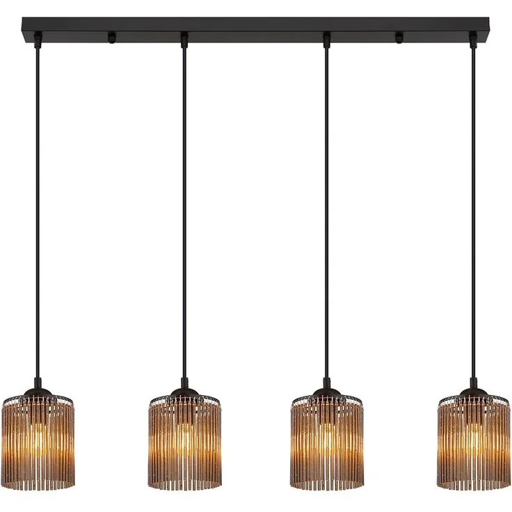 Pendelleuchte, rauchfarben, schwarz, H 133 cm