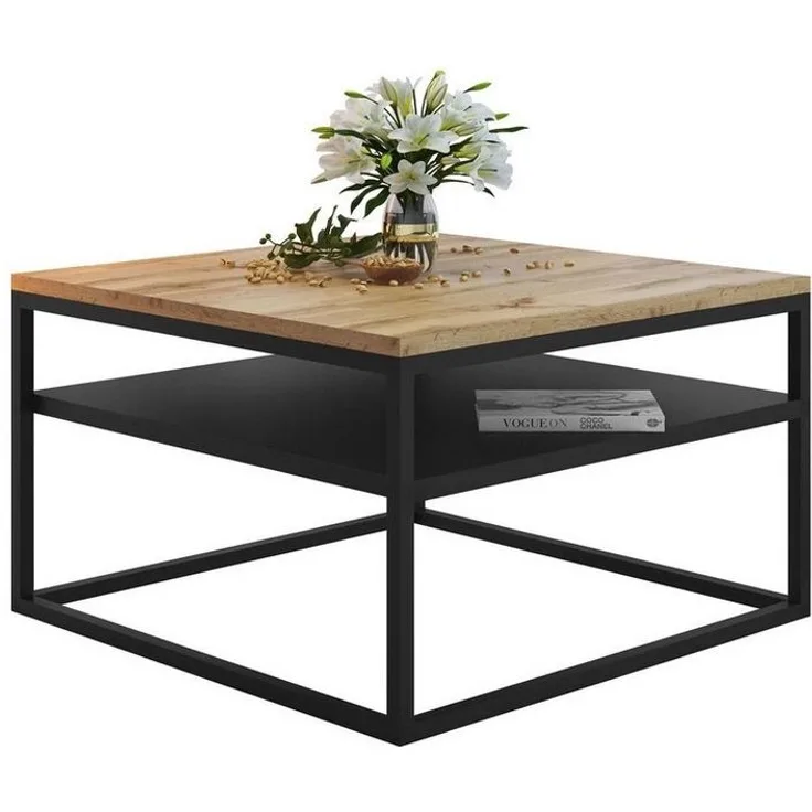 Lookway Couchtisch NOVA LOFT mit Ablage auf schwarzem Gestell (1x Tisch), Breite: 68,5