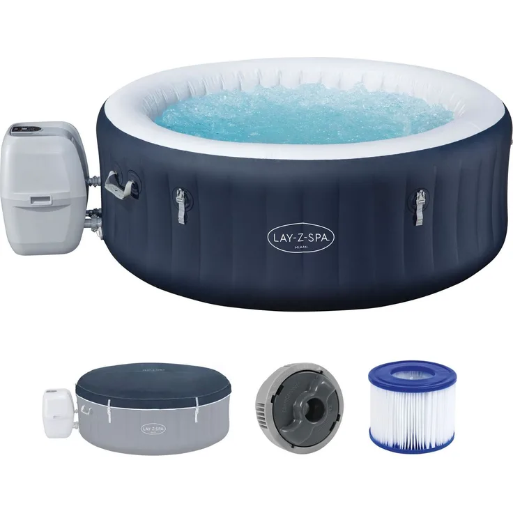 Bestway® LAY-Z-SPA® Energiespar-Whirlpool Miami AirJet™ Ø 180 x 66 cm Dunkelblau