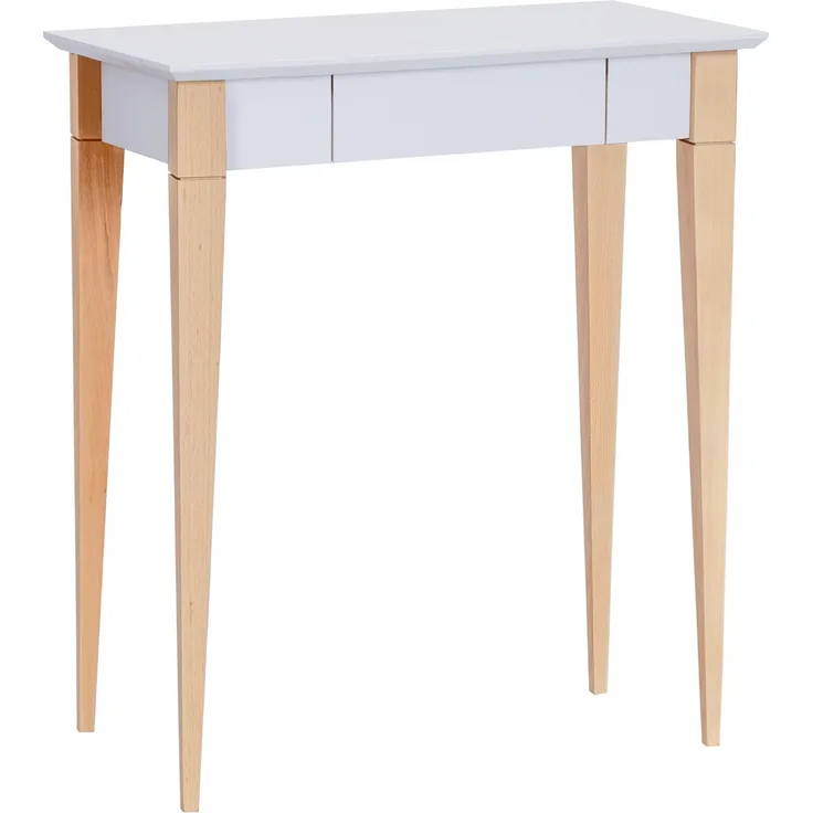 Ragaba Schreibtisch mit Schublade, MDF & dekorative Beine aus massivem Buchenholz, 65x40 cm, Weiß