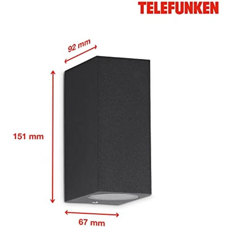 TELEFUNKEN LED Außenlampe IP44, Wandleuchte mit 2x GU10, 4000K Neutralweiß, Anthrazit, 151x67x92 mm – Bild 4