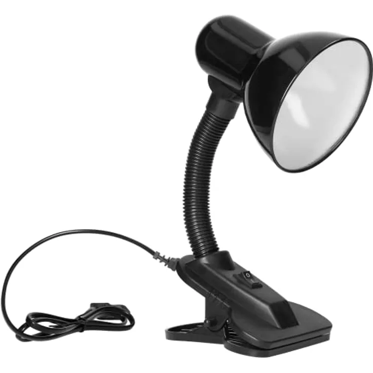 Virone LATSA Leselampe E27 mit Clip, schwenkbarer Lampenkopf, flimmerfrei, schwarz