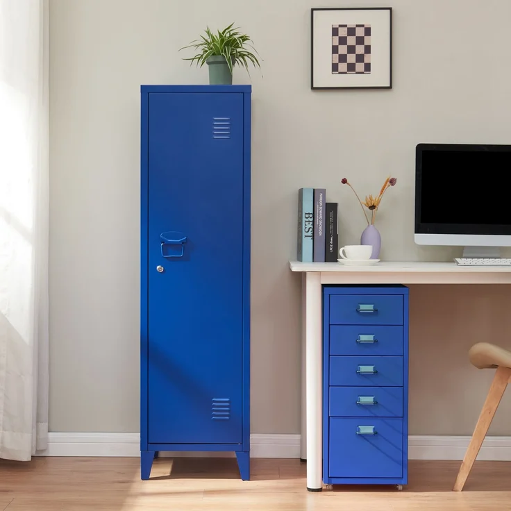 Einzelspind Kurikka 137x38x38 cm Blau [en. casa] – Bild 2