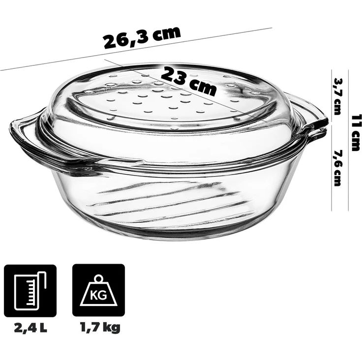 KADAX Runde Auflaufform mit Deckel 2,4L – Bild 3