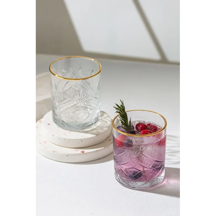 Hermia Concept 'Lumiere 350' Gläser-Set (4-teilig), Gold / Transparent, 8,5 x 8,5 x 9,9 cm, 350 ml