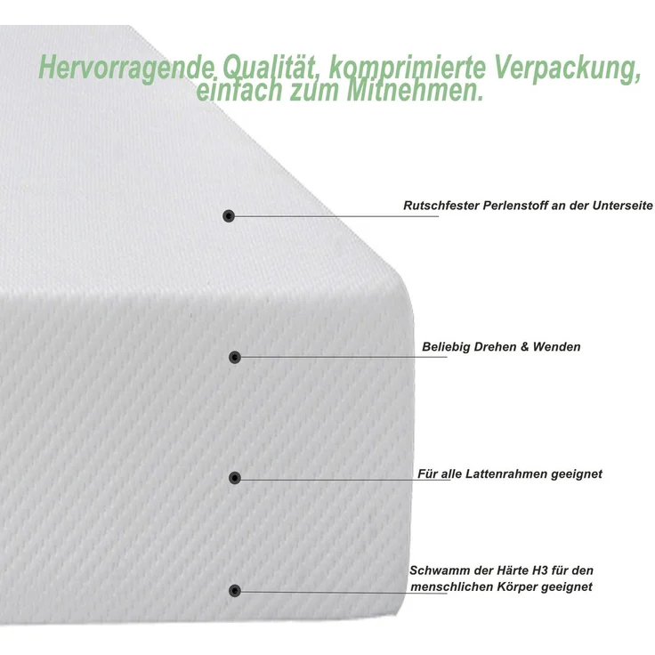 Komfortschaummatratze, 140x200 cm, Höhe 16 cm, 7 Zonen, Härtegrad 3, H3, Schaummatratze, Matratze – Bild 4