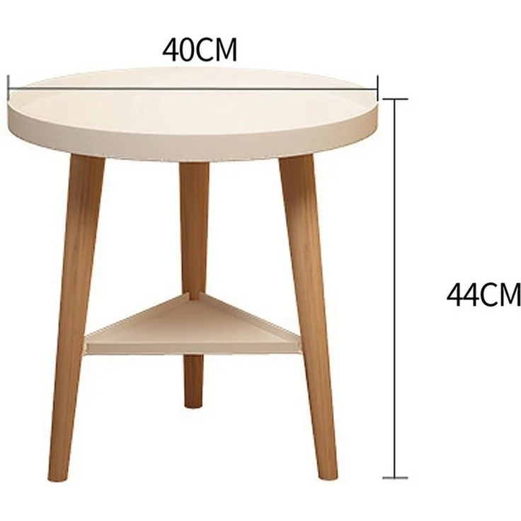 SEHAUSEU Beistelltisch Couchtisch Nachttisch weiß mit 2 Ablagen rund modern