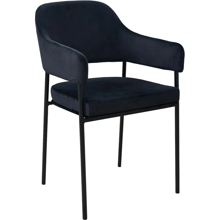 SVITA Esszimmerstuhl SCARLETT (2er Set), Armlehnstuhl, Polsterstuhl, Metallbeine, Samt, Schwarz – Bild 4