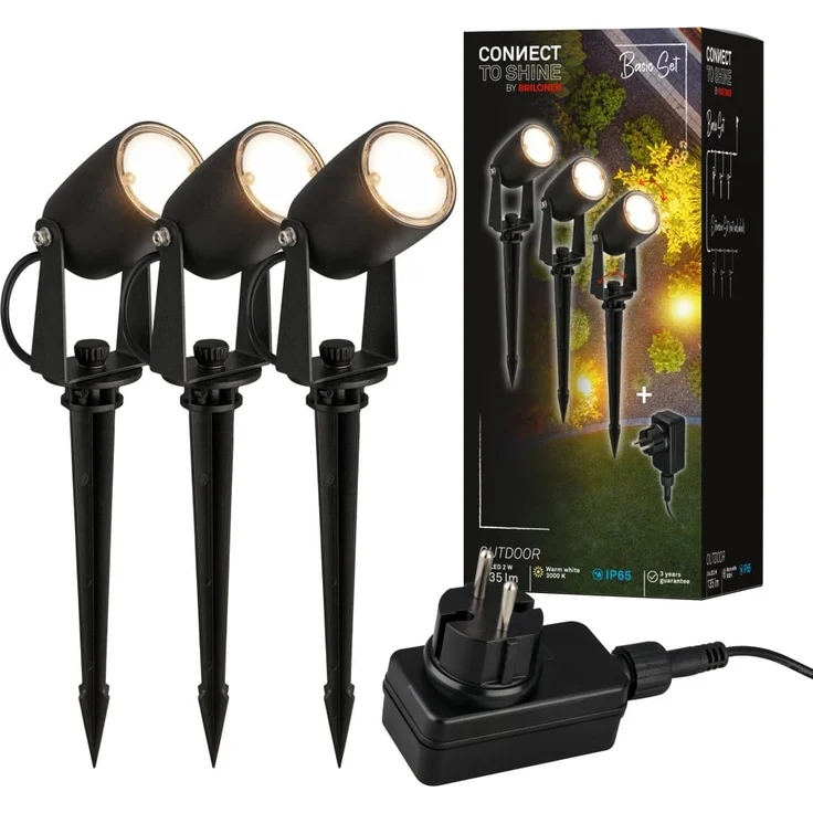 Briloner LED Außen-Bodenstrahler Connect to Shine 3er Starterset 6W warmweiß – Bild 1