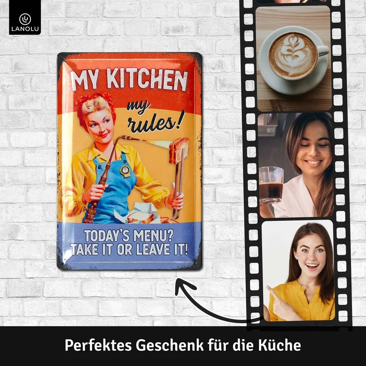 LANOLU Blechschild My Kitchen Rules 20x30cm – Metall – Mehrfarbig – 20293 – Bild 2