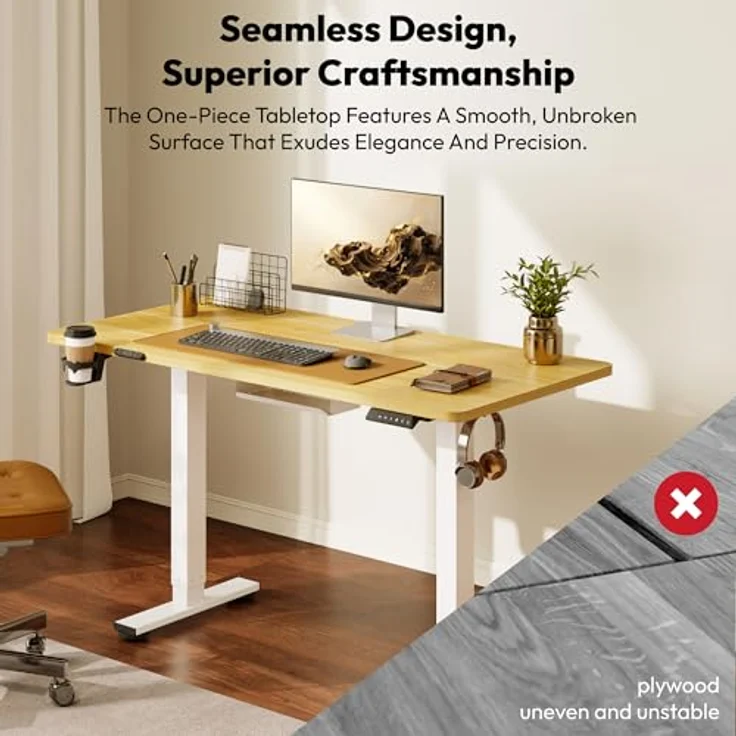 SANODESK Höhenverstellbarer Schreibtisch 110x60 cm mit KOMPLETTE TISCHPLATTE Schreibtisch Höhenverstellbar Elektrisch Ergonomischer Steh-Sitz Tisch Computertisch für Heimbüro Homeoffice(ahorn) – Bild 6