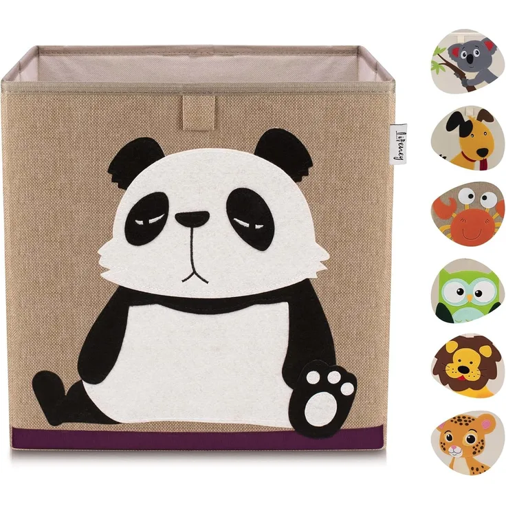 Lifeney Aufbewahrungsbox mit Panda Motiv I Spielzeugbox mit Tiermotiv passend für Würfelregale I Ordnungsbox für das Kinderzimmer I Aufbewahrungskorb Kinder