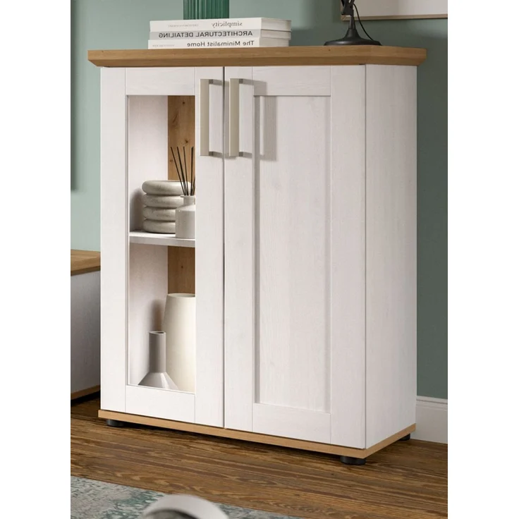 Vitrine Mirano in weiß Lärche Landhaus 64 x 88 cm – Bild 1