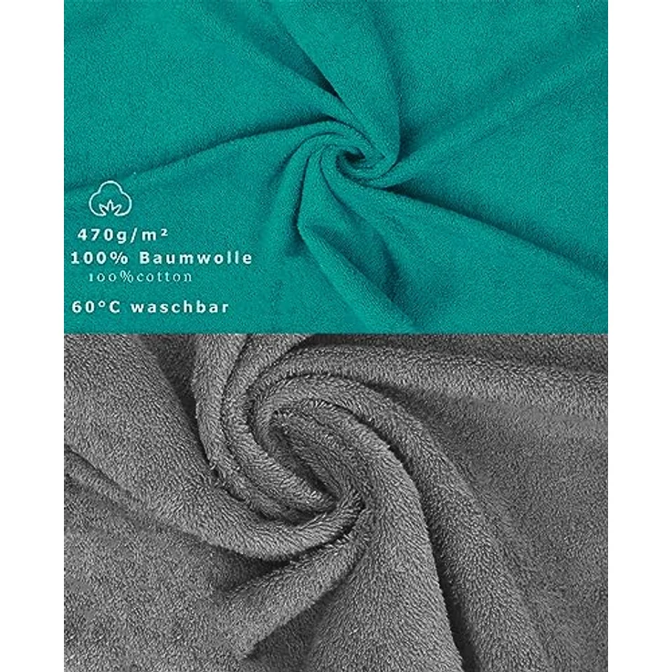 Betz Gästehandtücher 10 Stück Premium 30x50 cm Farbe smaragdgrün und anthrazit, 100% Baumwolle – Bild 4