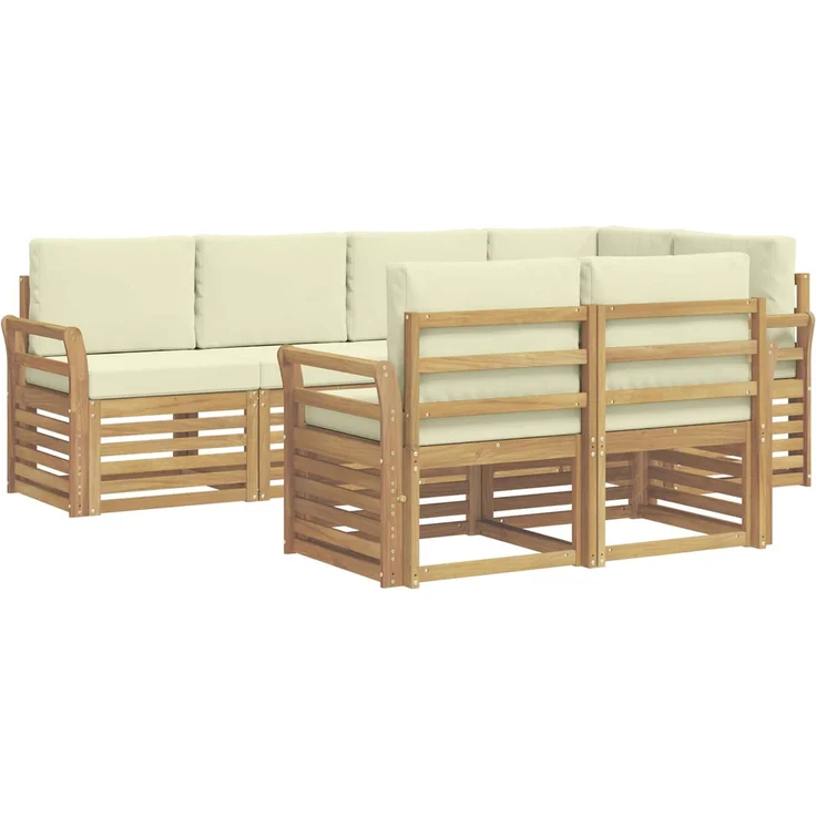 vidaXL Outdoor-Sofagarnitur 7 stk. 7-Sitzer Weiß und Creme Polyester 3391995 – Bild 2