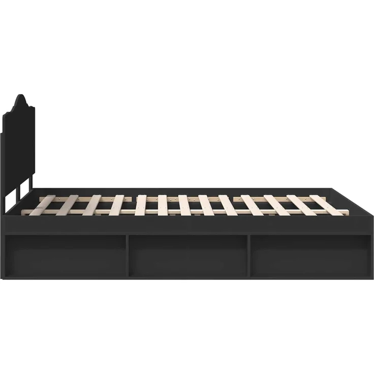 vidaXL Bettrahmen Schwarz 150 x 200 cm Massives Kiefernholz 3413291 – Bild 7