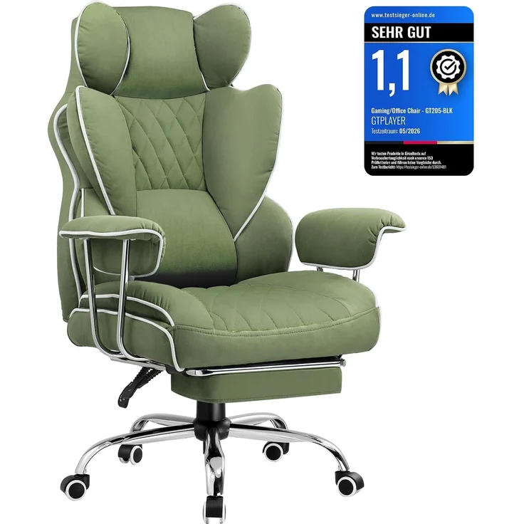 GTPLAYER Gaming-Stuhl Gaming Stuhl, Gamer Stuhl, Ergonomischer Bürostuhl Stoffoberfläche (Packung), Schreibtischstuhl Chefsessel mit Fußstütze höhenverstellbar kunstleder – Bild 1