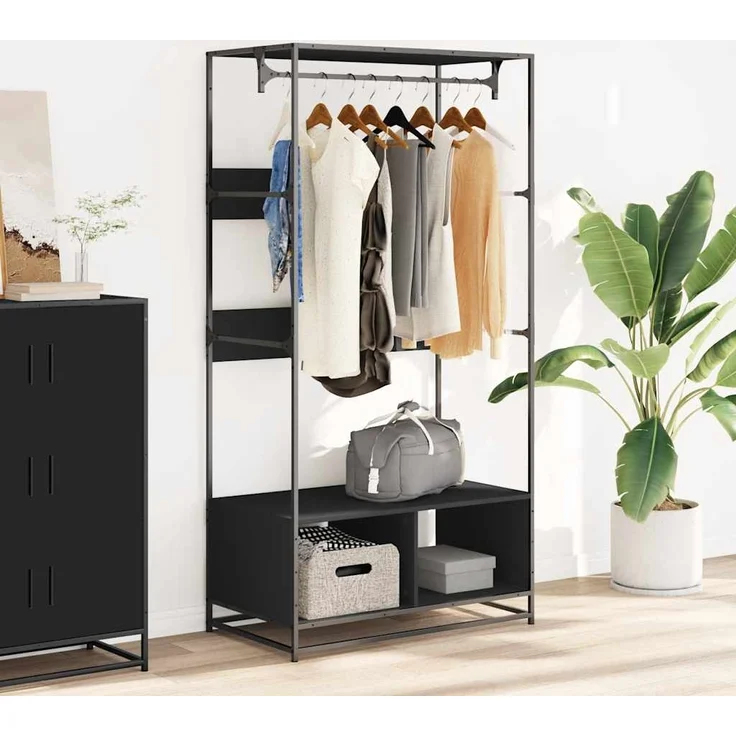vidaXL Kleiderständer Schwarz 90x50x180 cm Holzwerkstoff 849294 – Bild 2