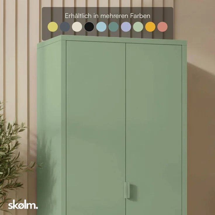 skølm 'Ituri' Kleiderschrank, Metall, 170x45x80 cm, mintgrün, Garderobe mit 4 Fächern und 2 Kleiderstangen – Bild 8