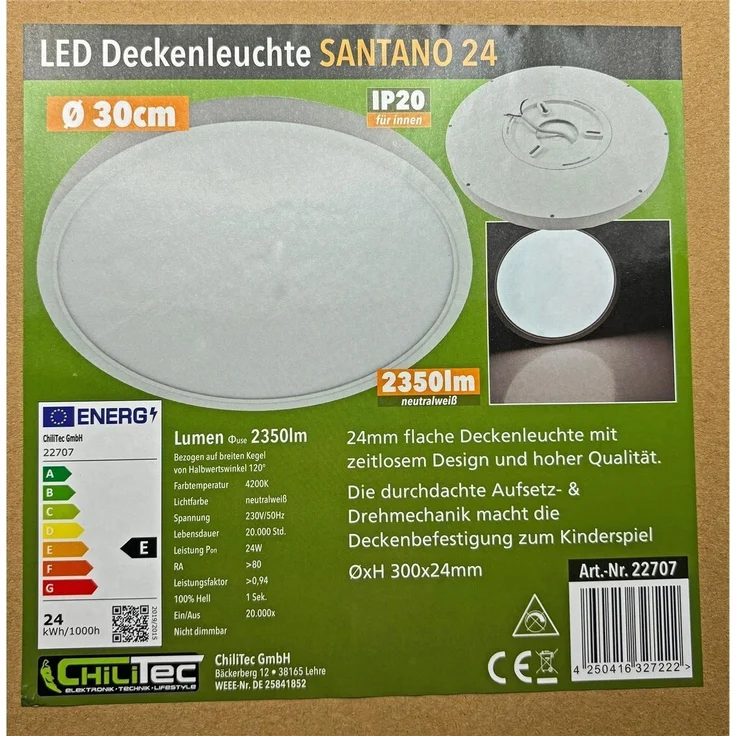 LED Deckenleuchte "Santano 24n"Ø 30cm, 24W, 2350lm, 4200K neutralweiß – Bild 8