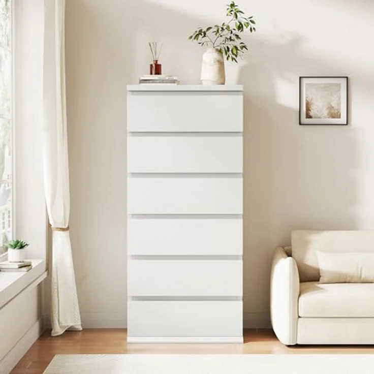 Jocoevol Schmal Kommode mit 6 Schubladen für Schlafzimmer – Bild 3