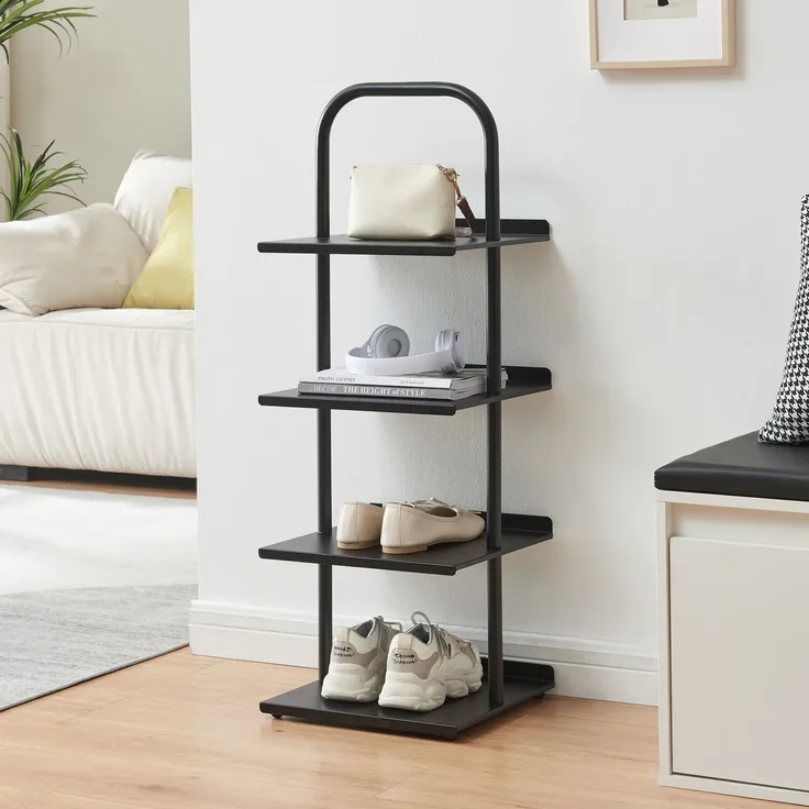 Schuhregal Poytya Stahl 96x34x32 cm Schwarz [en. casa]