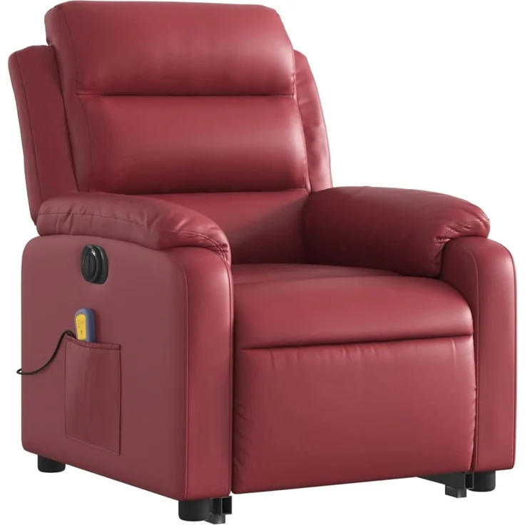 vidaXL Massagesessel mit Aufstehhilfe Elektrisch Weinrot Kunstleder 3205067 – Bild 3