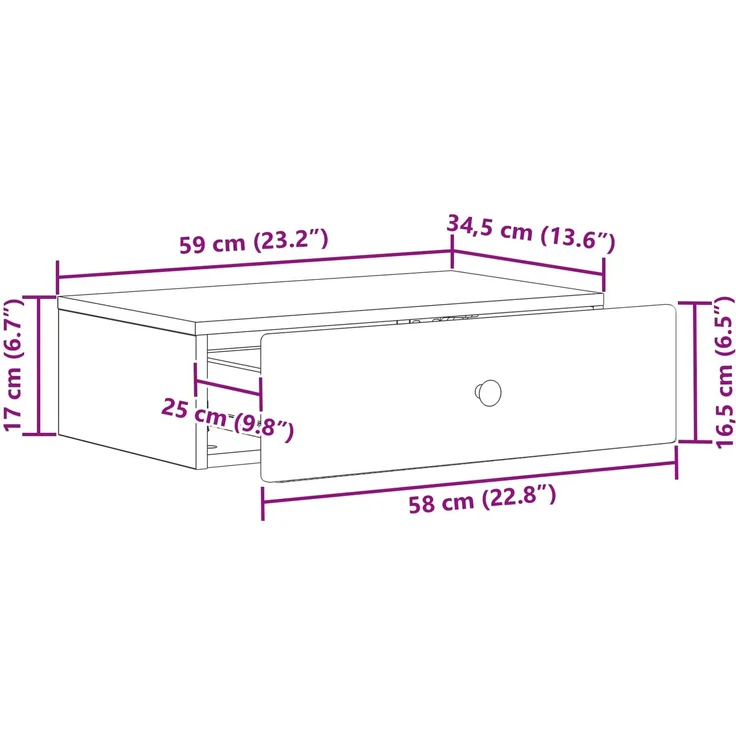 vidaXL Wandmontierter Beistelltisch Geräucherte Eiche Holzwerkstoff 899170 – Bild 8