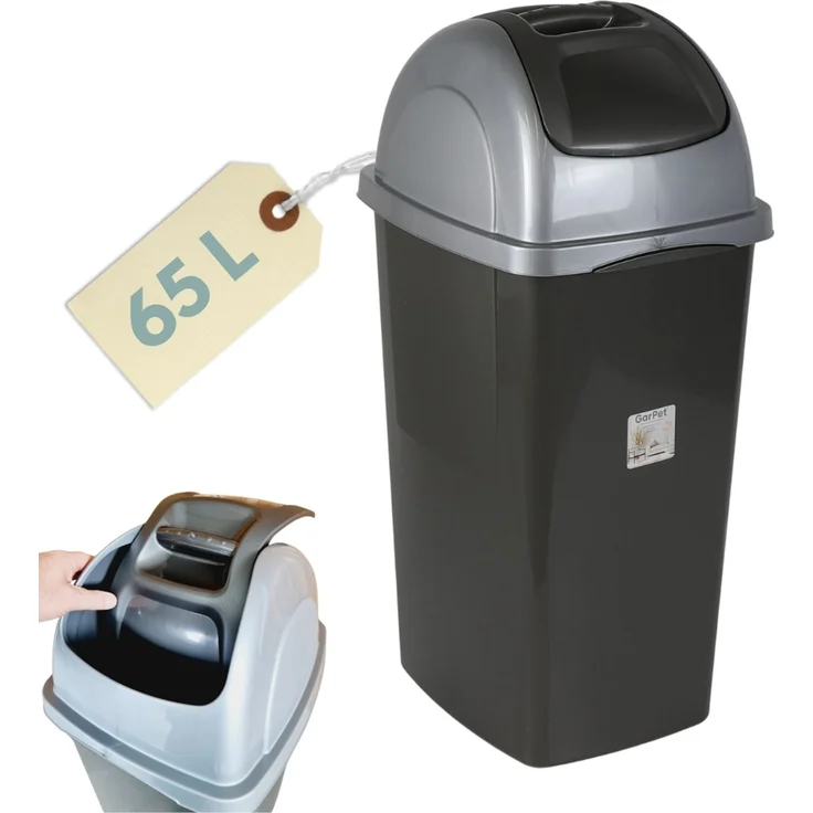 Mülleimer Schwingdeckel MülleiMülleimer Groß Abfalleimer Küche Mülleimer Schwarz Küchenabfalleimer mit Schwingdeckel Küchenmülleimer 65 L Abfallsammler Kümer Küche 65 L Groß Schwingeimer Mülltrenner Abfalleimer Küche Mülleimer mit Deckel Küchenabfalleimer – Bild 1
