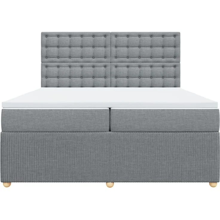 vidaXL Boxspringbett mit Matratze Hellgrau 200x200 cm Stoff 3294477 – Bild 6
