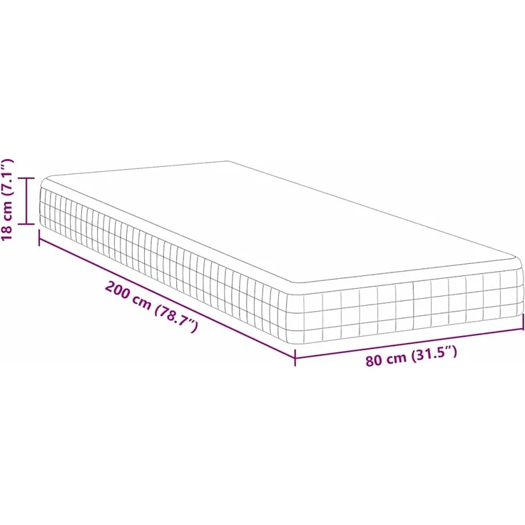 vidaXL Matratze Weiß und Grau 80 x 200 cm Bonell Feder 4106437 – Bild 10