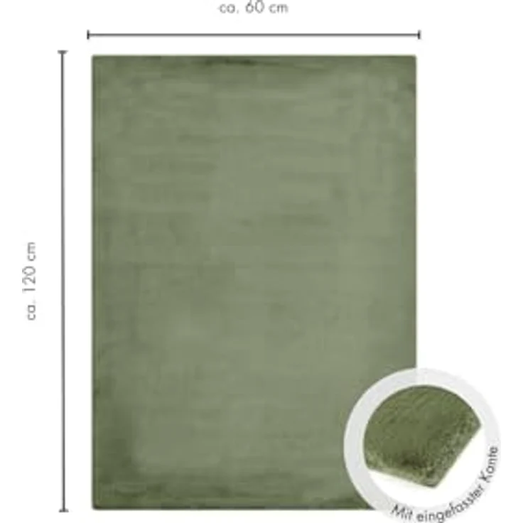 -LUXOR- living Kunstfell Coste Flauschiger Teppich Schlafzimmer - ideal zur Verwendung als Bettvorleger Schlafzimmer - gemütlicher Fellteppich Lammfell Imitat 60 x 120 cm dunkelgrün – Bild 3