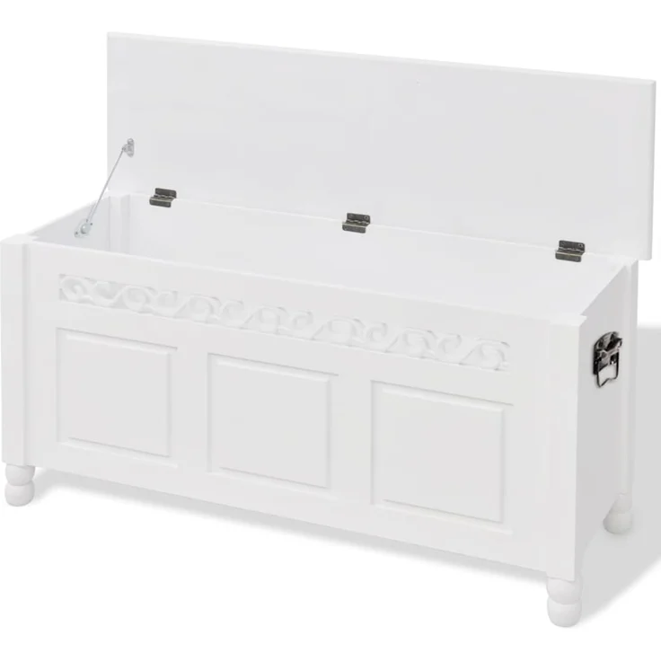 vidaXL Aufbewahrungsbank Barockstil MDF Weiß 242646 – Bild 3