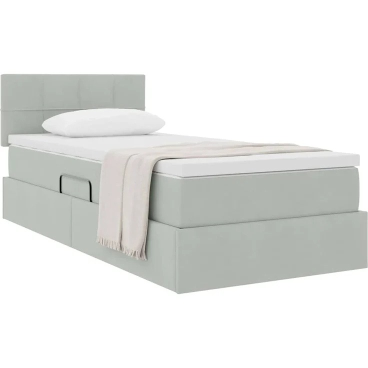 vidaXL Aufbewahrungsbett mit Kopfteil Hellgrau 100 x 200 cm Samt 3370737 – Bild 3
