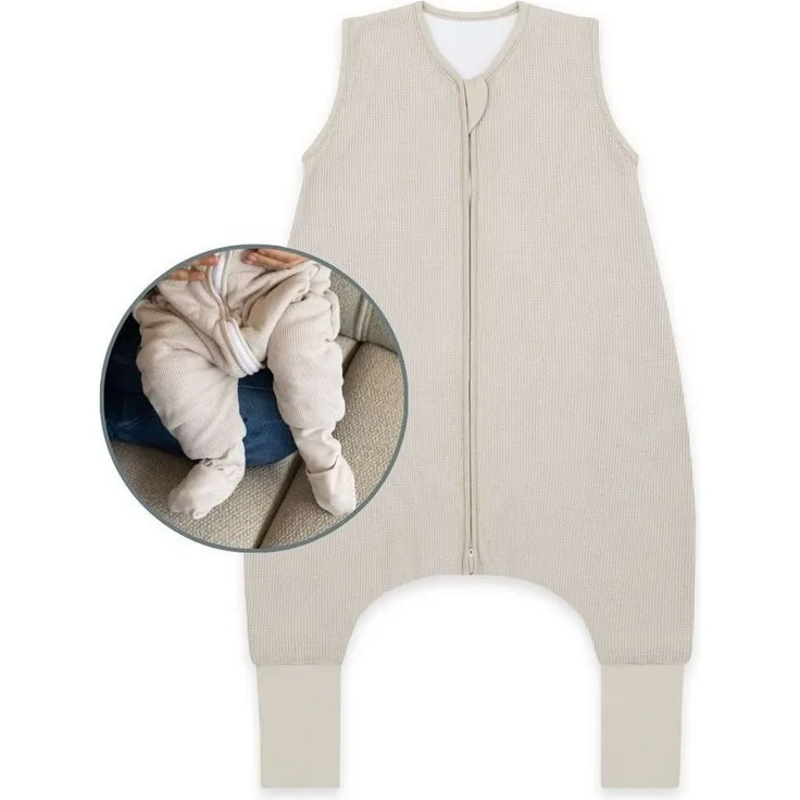 Emma & Noah Schlafsack mit Umschlag Füßen und Ärmeln 2.5 TOG, Essential Beige 70cm (Emma & Noah GmbH)